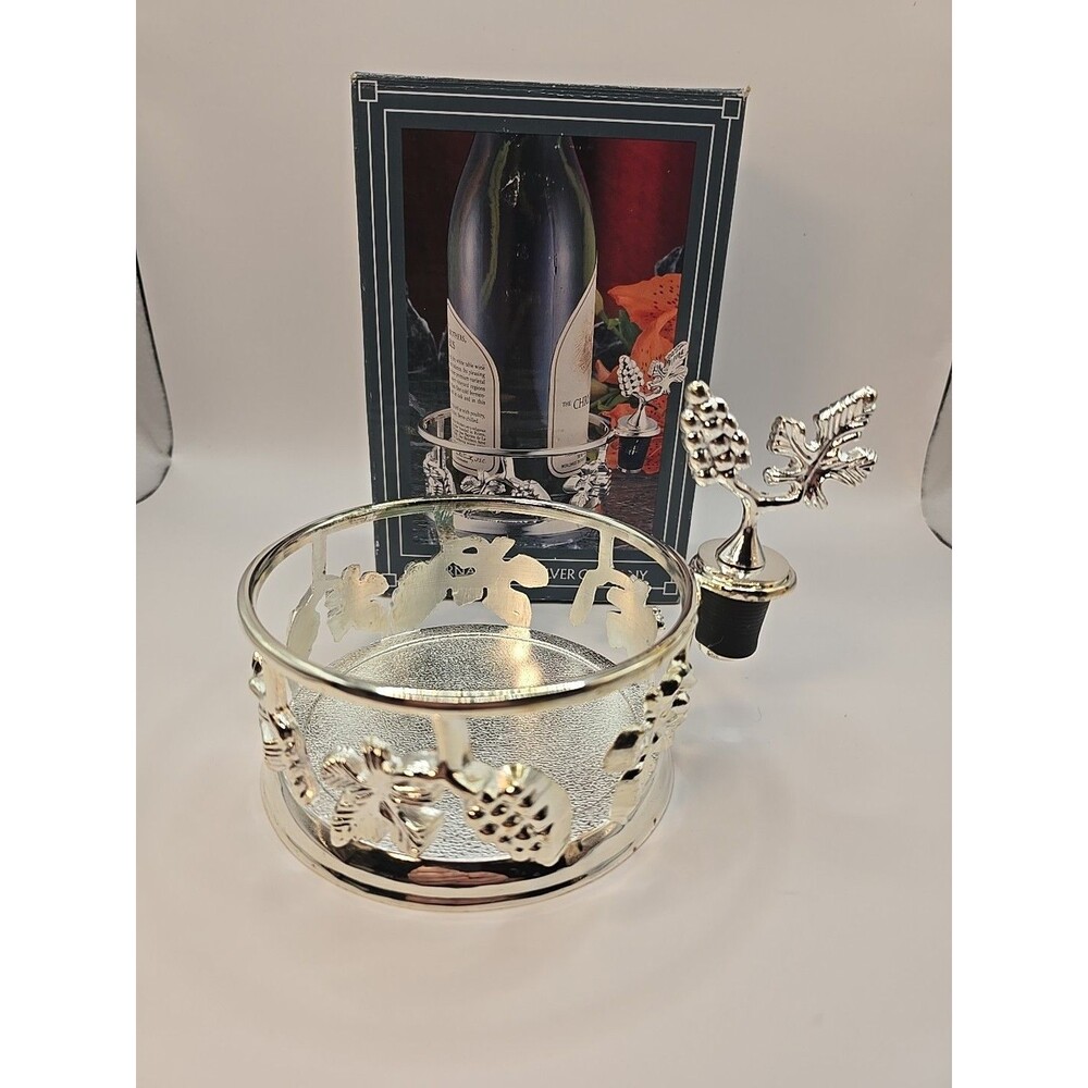 International Silver 1994 Silver Plated Wine Bottle Holder with Stopper 4½ Inch